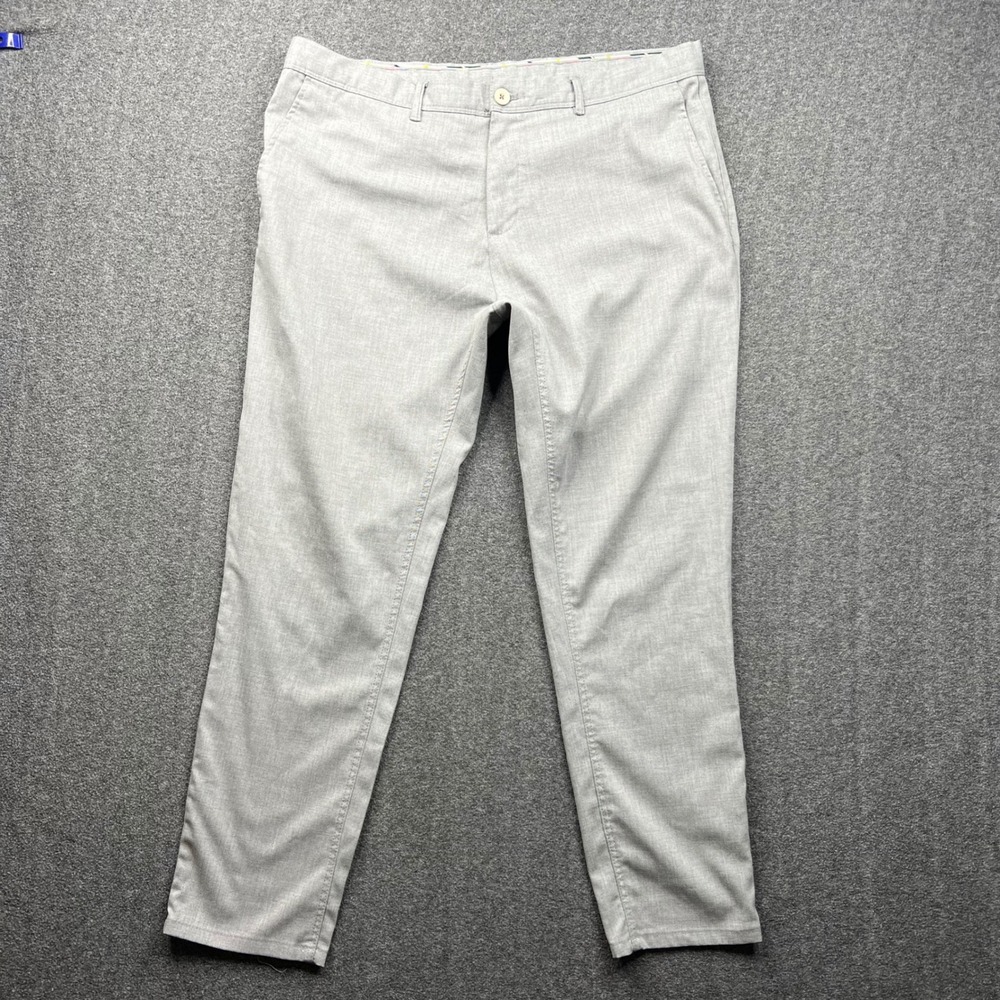Zara Chino Pants Mens 36x29 Light Gray Slim Fit Stretch Casual Trousers